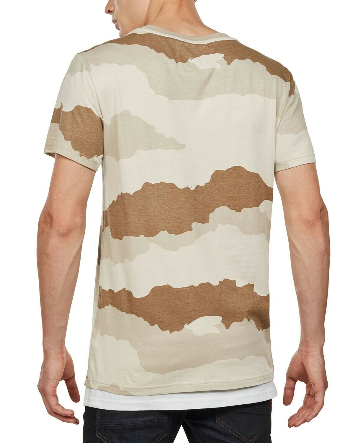 Camiseta masculina camuflada com logotipo G-Star Raw marrom tamanho XXG