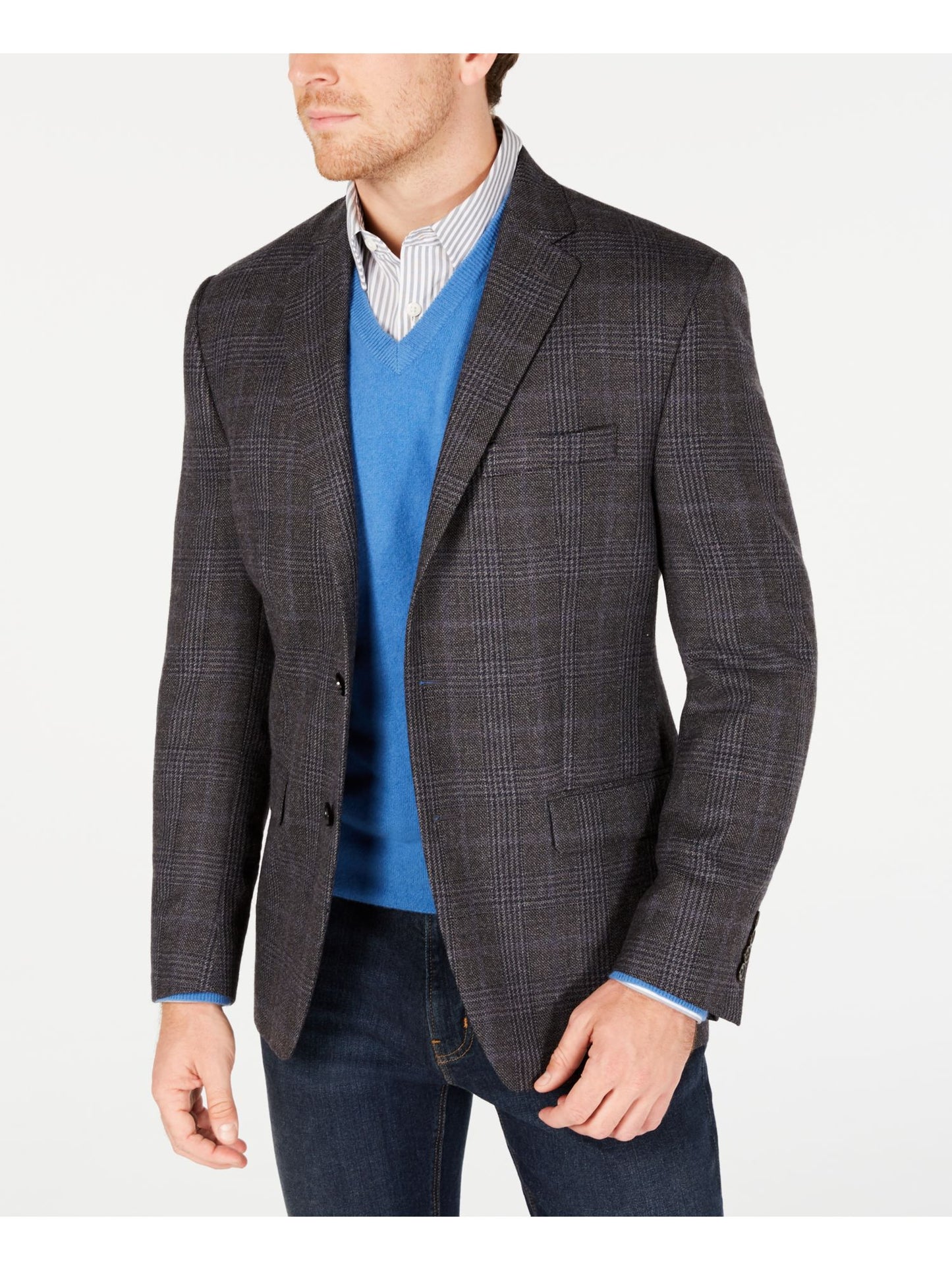 Ralph Lauren Blazer Xadrez Windowpane Masculino Cinza Tamanho 43