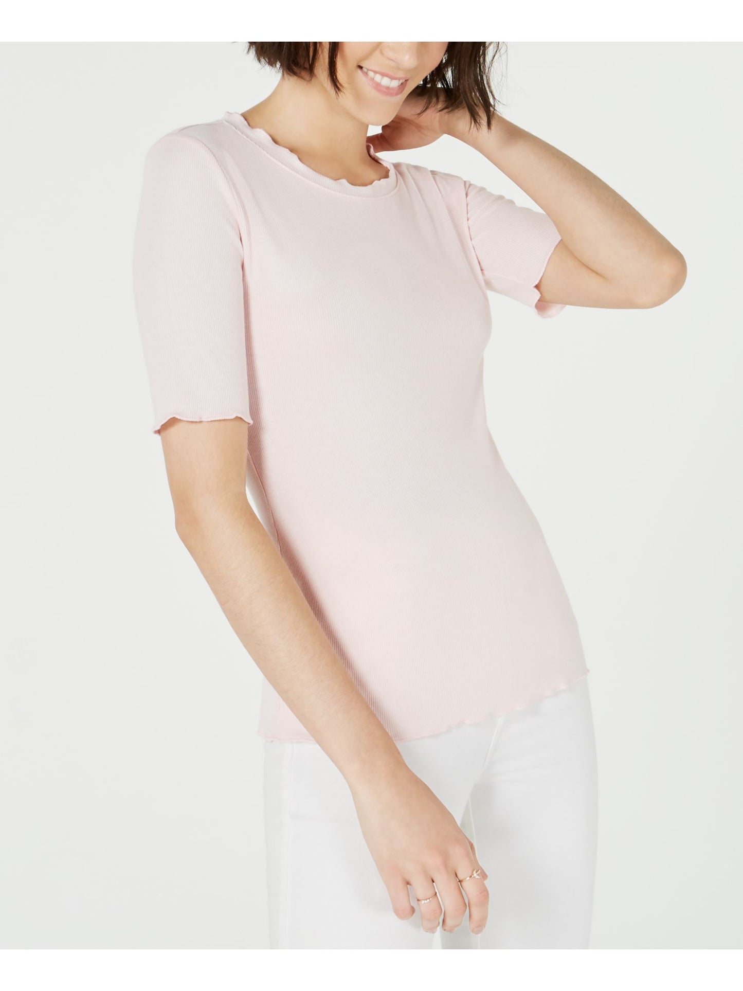 Blusa Mason Feminina Manga Curta Gola Redonda Rosa Tamanho P