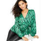 Blusa envolvente feminina com estampa de zebra da INC International Concepts, verde, tamanho pequeno XL