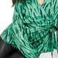Blusa envolvente feminina com estampa de zebra da INC International Concepts, verde, tamanho pequeno XL