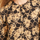 JM Collection Top Feminino Estampado com Pregas nas Costas Preto Tamanho Médio