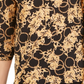 JM Collection Top Feminino Estampado com Pregas nas Costas Preto Tamanho Médio