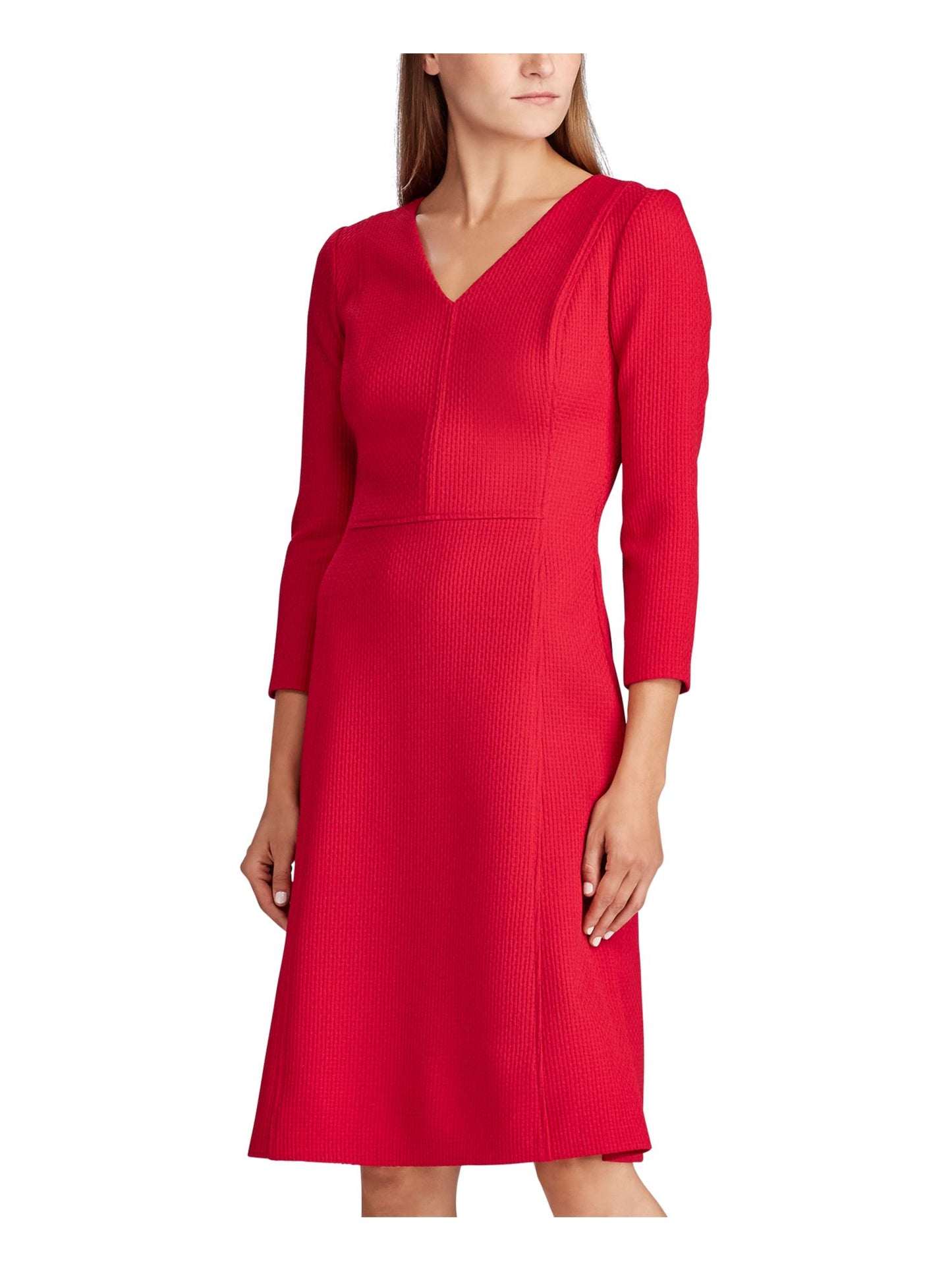 Vestido Ralph Lauren Feminino Manga 3/4 Vermelho Tamanho 14 Petite