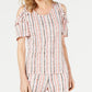 JM Collection Blusa feminina com babados e ombros descobertos, branca, tamanho extragrande