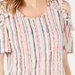 JM Collection Blusa feminina com babados e ombros descobertos, branca, tamanho extragrande