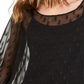 Blusa feminina Alfani com manga bufante e bainha de anjo, preta, tamanho pequeno e pequeno