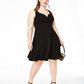 Vestido feminino B Darlin com decote coração e costas abertas, preto, tamanho 14
