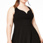 Vestido feminino B Darlin com decote coração e costas abertas, preto, tamanho 14