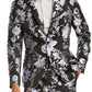Blazer masculino slim fit com estampa floral metálica da INC International Concepts, preto, tamanho 2XLT