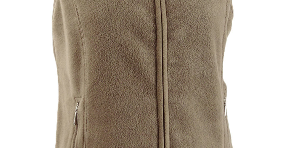 Colete feminino Karen Scott com zíper frontal marrom tamanho pequeno GG