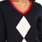 Tommy Hilfiger Suéter Feminino Sport Manga Longa Argyle Azul Tamanho Grande
