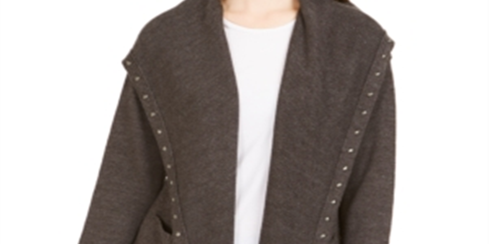 Cardigan feminino com capuz e tachas Style &amp; Co, cinza, tamanho pequeno XL