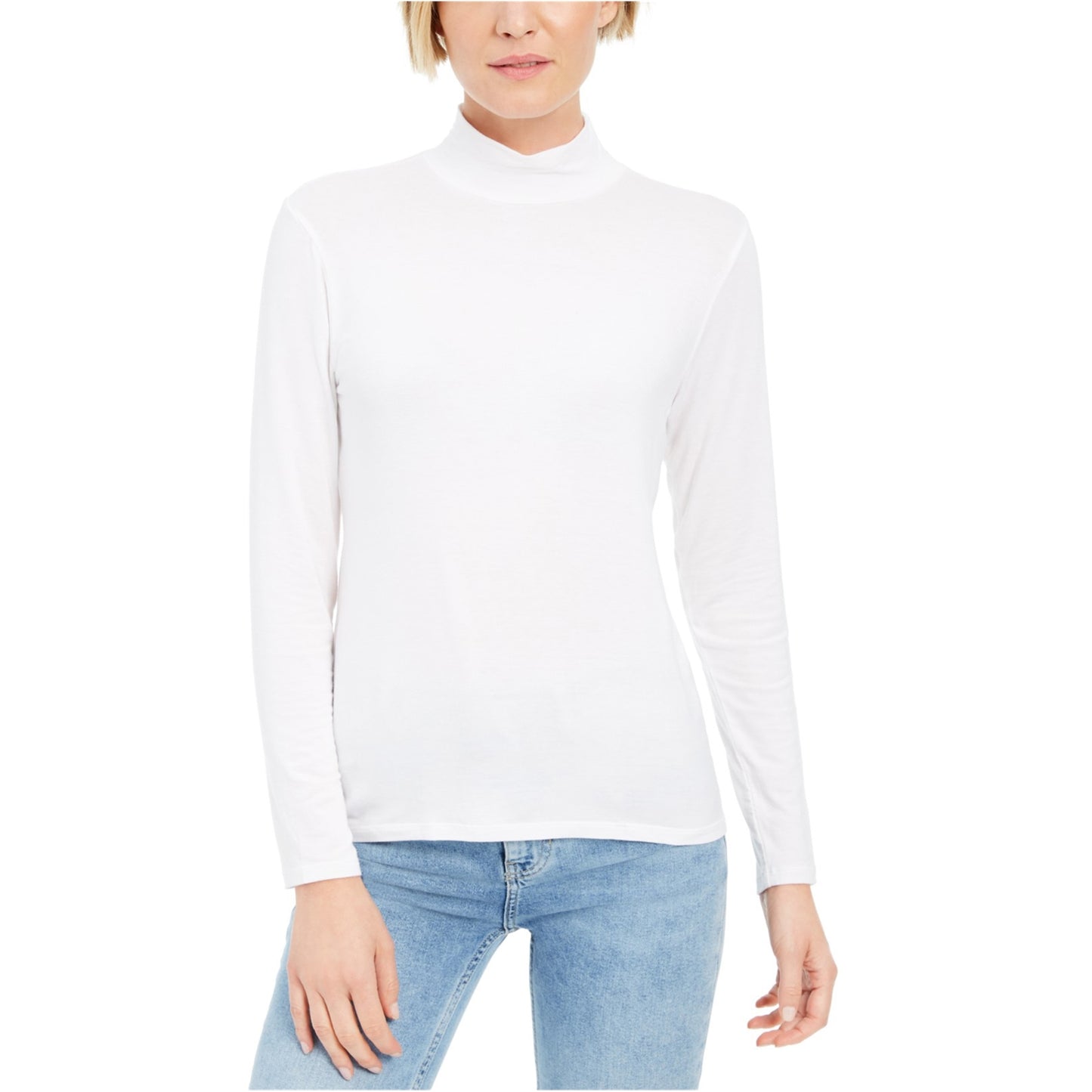 Blusa feminina lisa estilo &amp; co, branca, tamanho pequeno médio