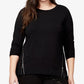 Blusa feminina Rachel Roy Trendy Plus com zíper lateral, preta, tamanho 3X