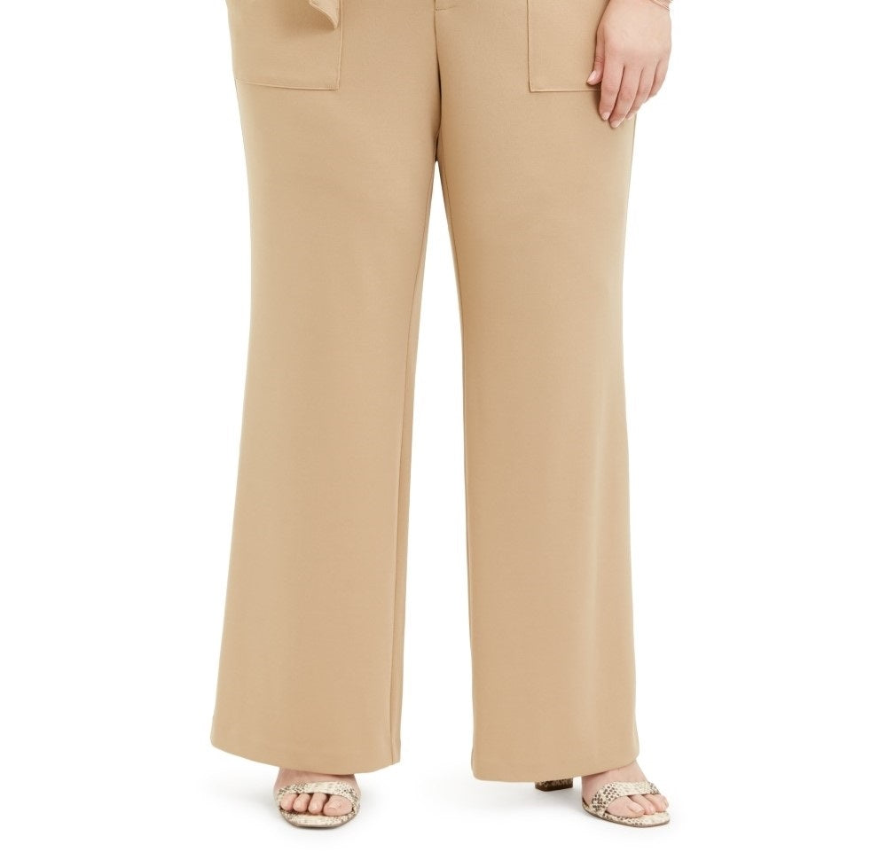 Calça feminina plus size com bolso utilitário e perna larga, marrom, tamanho 26, da INC International Concepts
