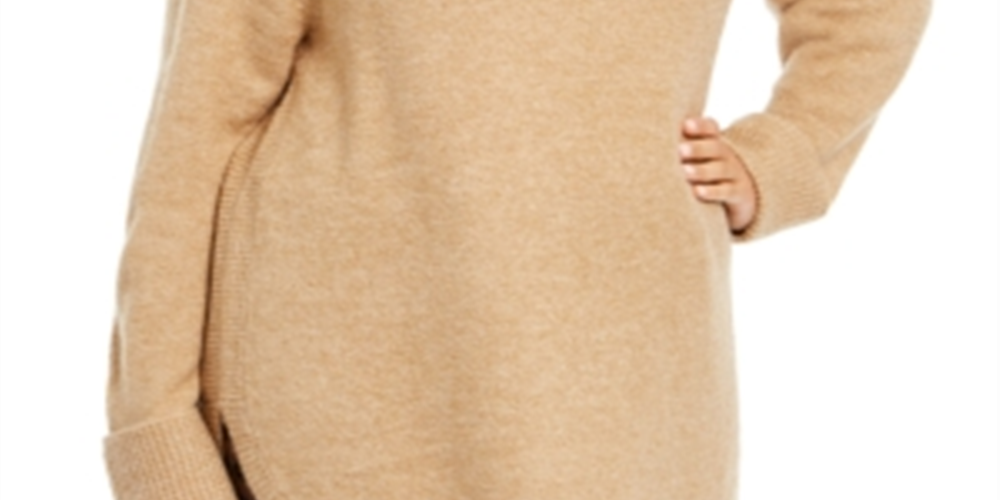 Suéter feminino estilo &amp; co plus size com acabamento em malha waffle e gola alta, marrom, tamanho -0X