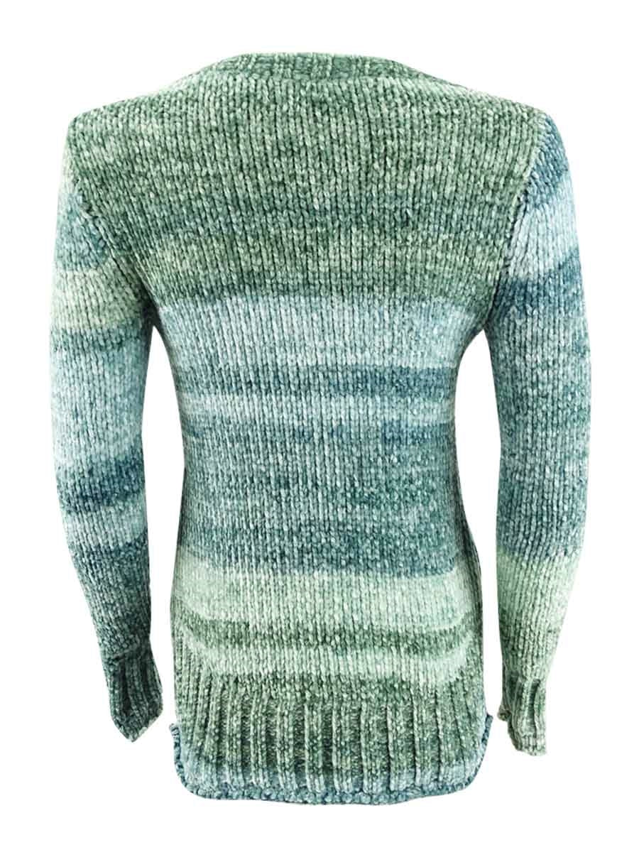 Suéter Feminino em Chenille com Tintura Espacial, Verde, Tamanho Pequeno, Extra Grande, Estilo &amp; Co