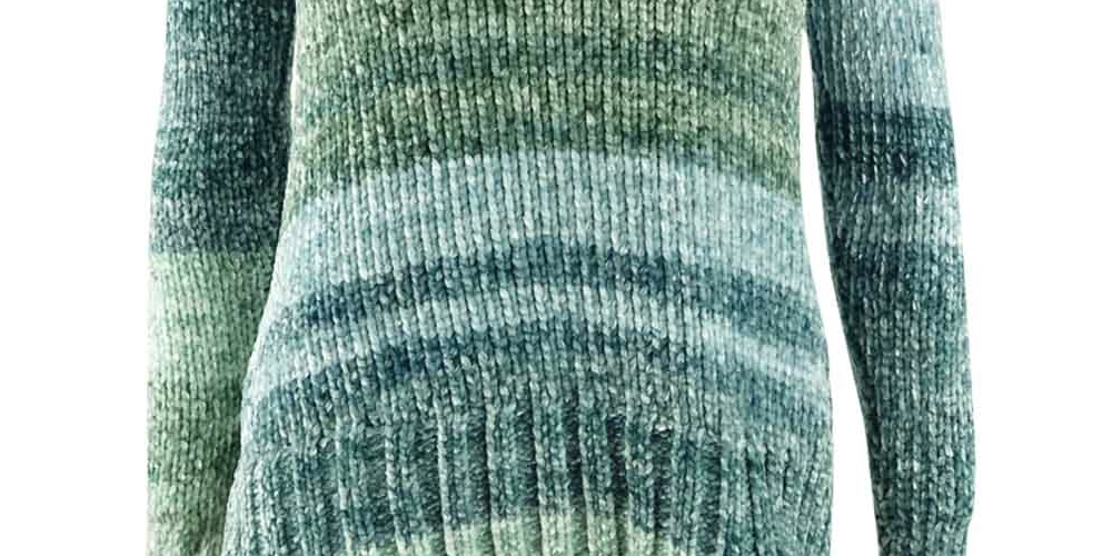 Suéter Feminino em Chenille com Tintura Espacial, Verde, Tamanho Pequeno, Extra Grande, Estilo &amp; Co
