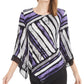 Blusa feminina Alfani Petite com estampa e bainha pontuda, roxa, tamanho P