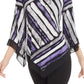 Blusa feminina Alfani Petite com estampa e bainha pontuda, roxa, tamanho P