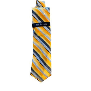 Van Heusen Men's Dress Belt Silver Sleek Striped Skinny Silk Not Applicable Yellow Size Regular
