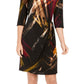 Vestido envelope falso estampado feminino Robbie Bee, preto, tamanho pequeno G