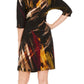 Vestido envelope falso estampado feminino Robbie Bee, preto, tamanho pequeno G