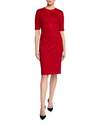 Anne Klein Women's Suede MIDI Shift Dress Red Size 6