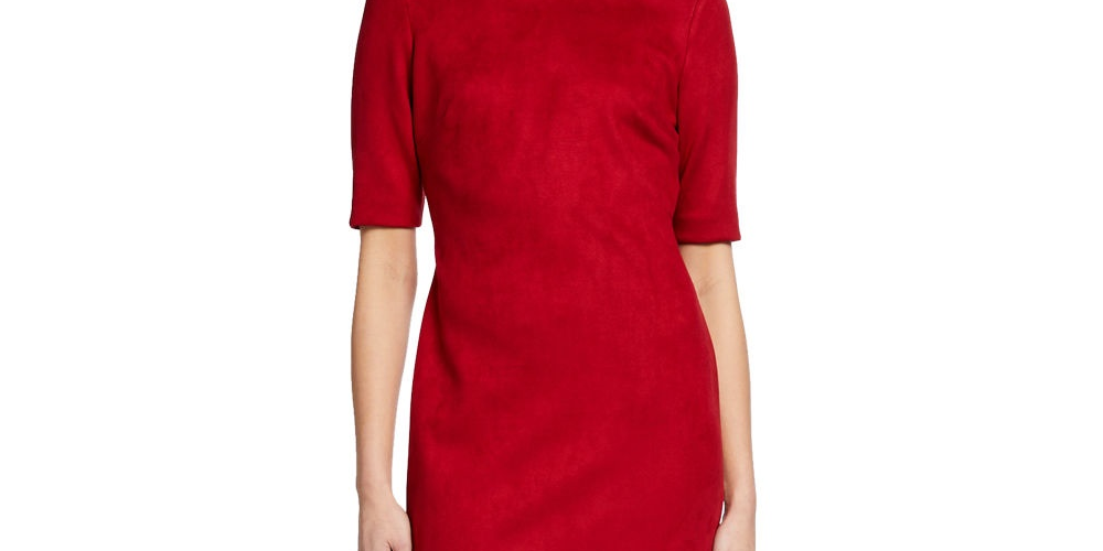 Vestido feminino Anne Klein de camurça MIDI, vermelho, tamanho 6