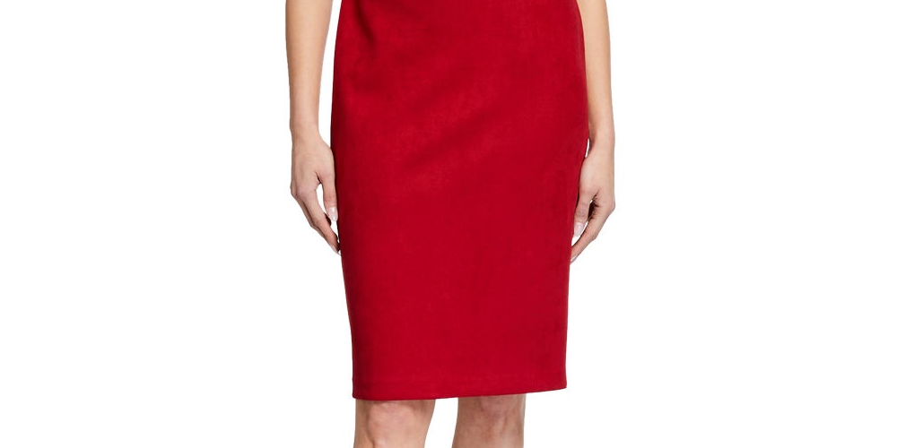 Vestido feminino Anne Klein de camurça MIDI, vermelho, tamanho 6