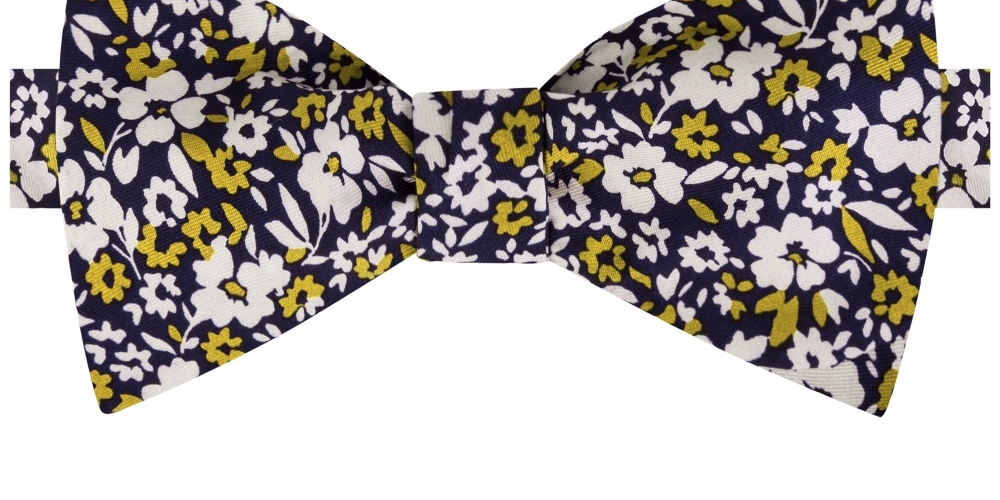 Gravata borboleta de sarja de seda Tommy Hilfiger Chelsea Botanical To-Be para homem, amarela, tamanho regular