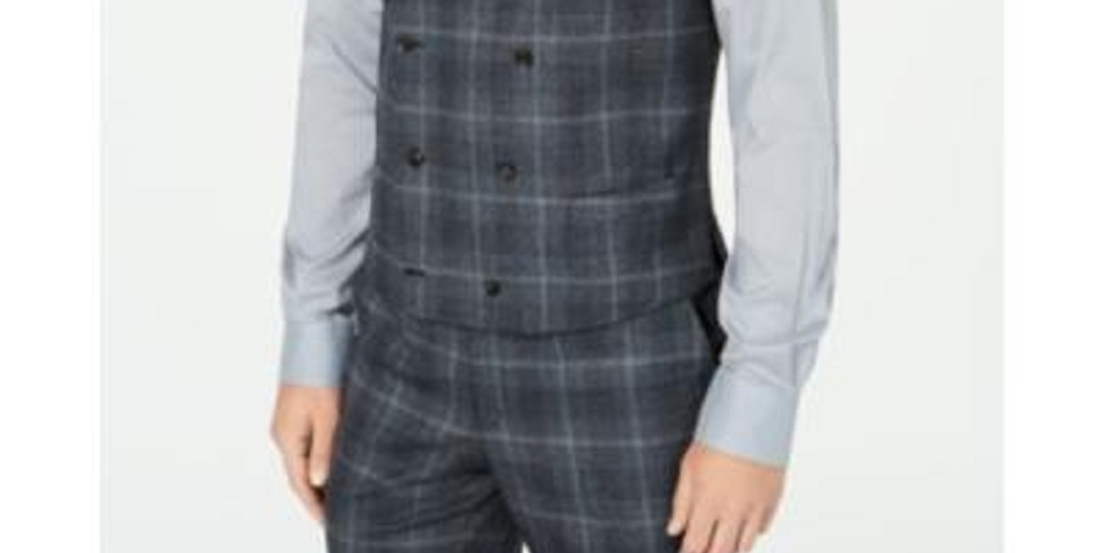 Colete Ralph Lauren Masculino Xadrez Trespassado Cinza Escuro Tamanho Médio