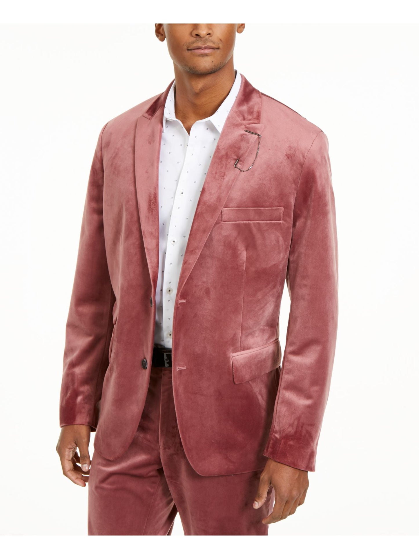 Blazer masculino de veludo grande e alto, slim fit, dois botões, vinho, tamanho XLT, da INC International Concepts