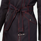 Capa de chuva feminina Michael Kors assimétrica com cinto, azul, tamanho extragrande