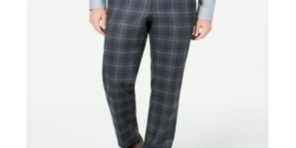 Calça social masculina Ralph Lauren Ultra Flex xadrez preta tamanho 36W