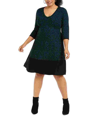 Vestido suéter feminino plus size com estampa animal da Taylor, verde, tamanho XXX-G