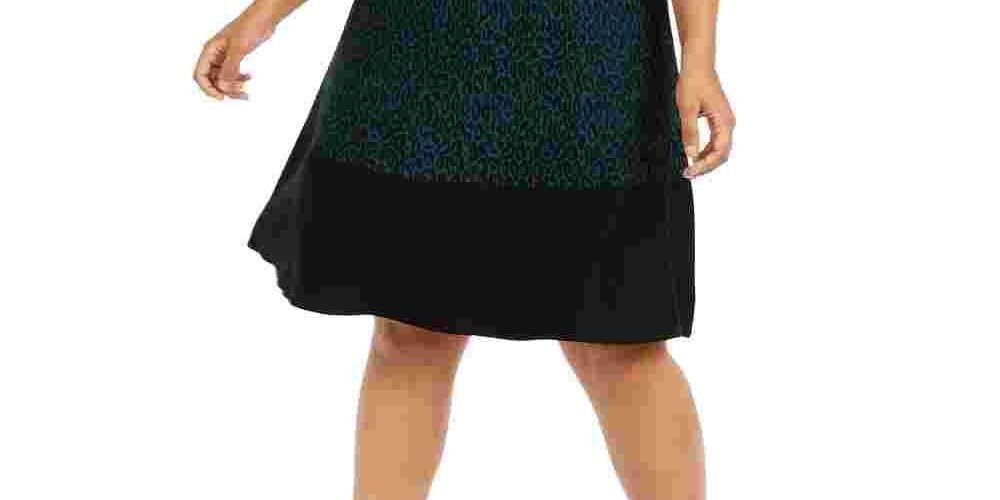 Vestido suéter feminino plus size com estampa animal da Taylor, verde, tamanho XXX-G