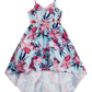 Vestido infantil com estampa floral evasê Rare Editions para meninas grandes, azul, tamanho 8