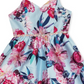 Vestido infantil com estampa floral evasê Rare Editions para meninas grandes, azul, tamanho 8