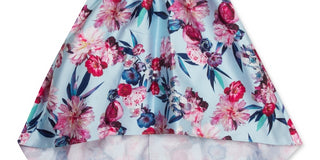 Vestido infantil com estampa floral evasê Rare Editions para meninas grandes, azul, tamanho 8