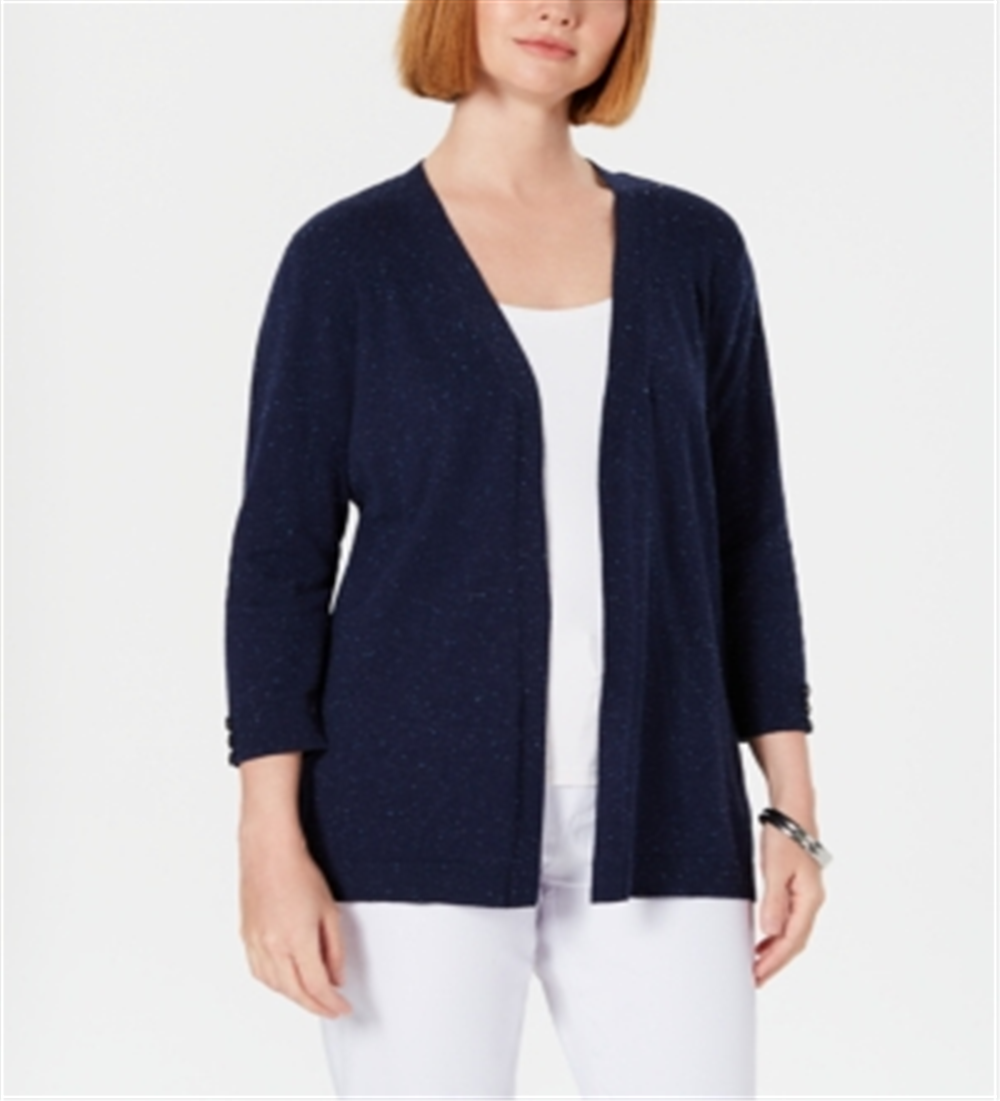 Karen Scott Cardigan Feminino Frente Aberta Azul Tamanho Pequeno P