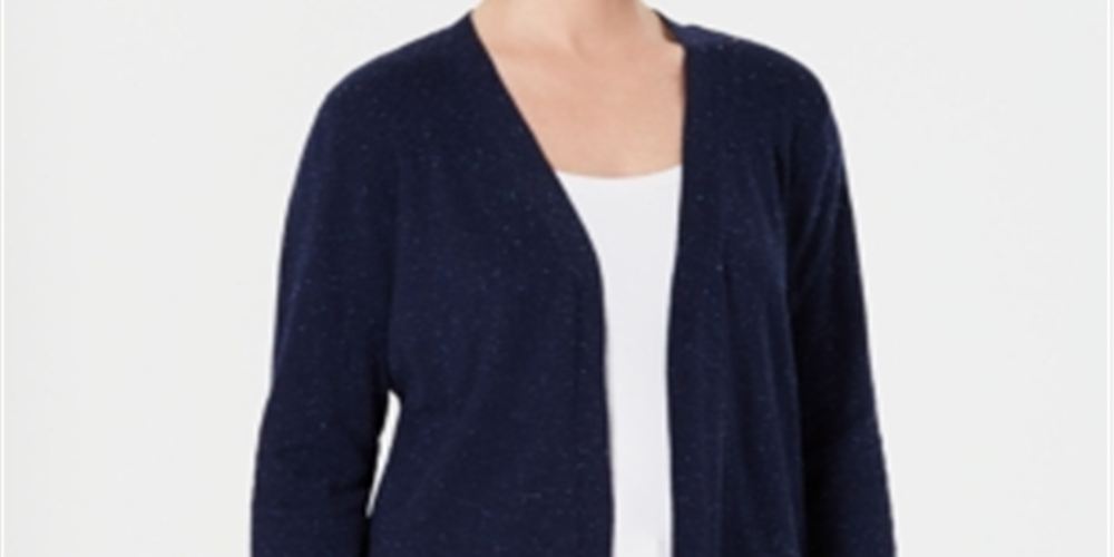 Karen Scott Cardigan Feminino Frente Aberta Azul Tamanho Pequeno P