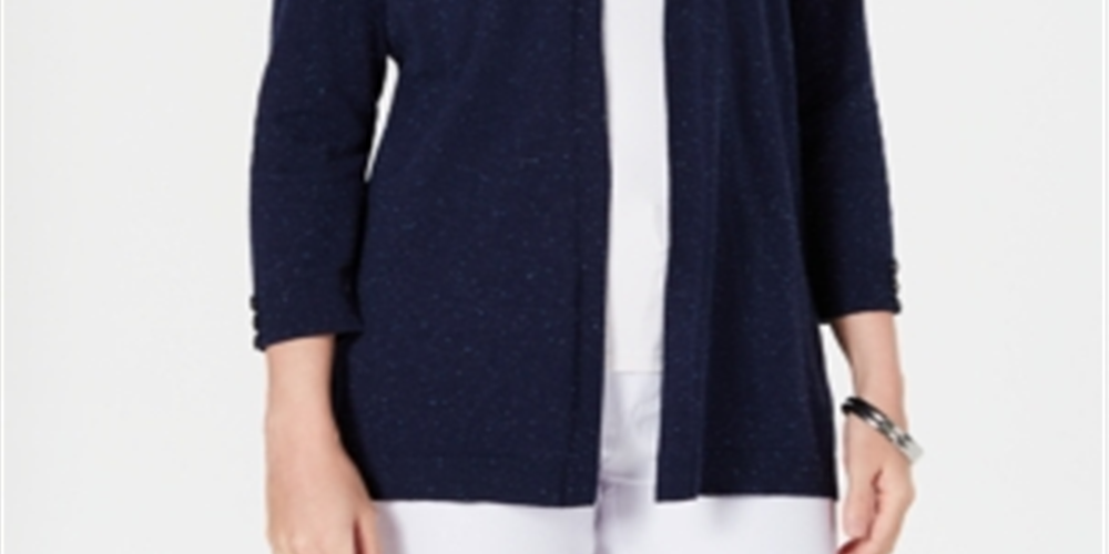 Karen Scott Cardigan Feminino Frente Aberta Azul Tamanho Pequeno P
