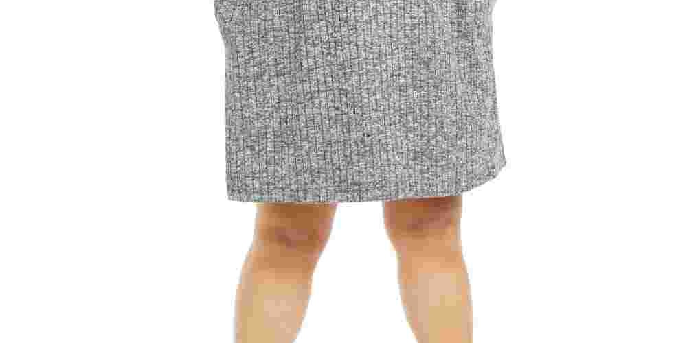Vestido tubinho acima do joelho com bolsos mesclados e manga 3/4, gola alta, cinza, tamanho 16W da Connected Women's Apparel