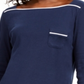 Camiseta feminina Karen Scott com acabamento em viés, azul, tamanho pequeno GG