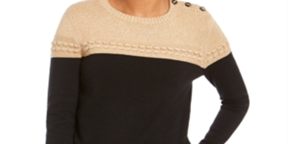 Suéter feminino de malha lurex Charter Club marrom tamanho pequeno G