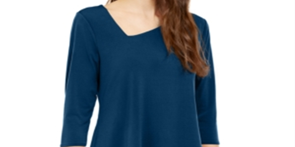 Blusa feminina Alfani com decote assimétrico em jersey verde, tamanho pequeno