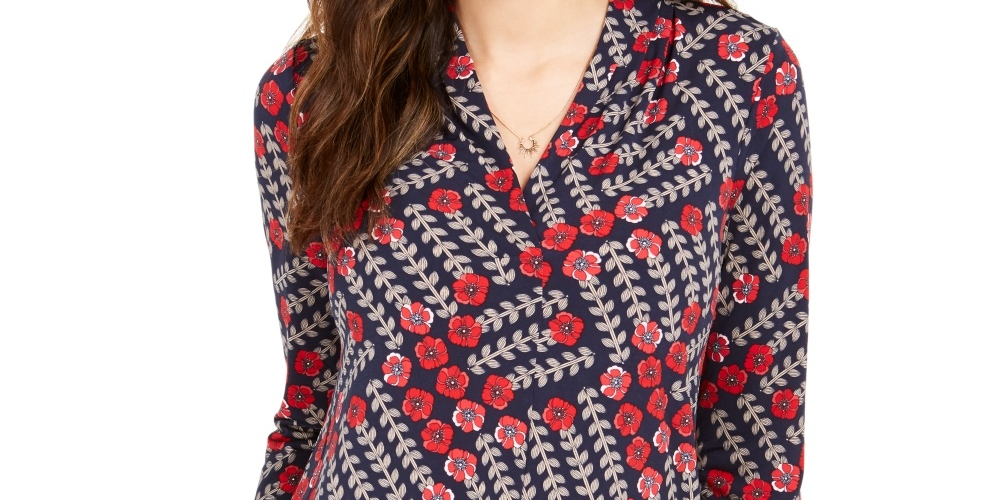 Blusa feminina Charter Club manga 3/4 azul tamanho X-S