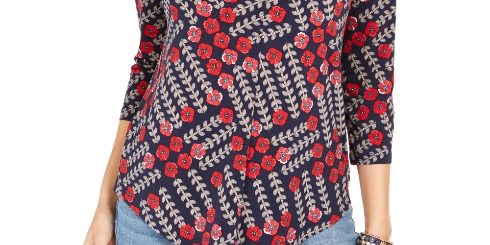 Blusa feminina Charter Club manga 3/4 azul tamanho X-S